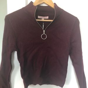 Cropped long sleeve zip-up